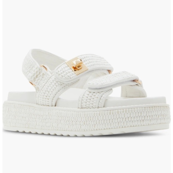 Steve Madden Shoes - STEVEN MADDEN  WOMENS BIGMONA RAFFIA PLATFORM SANDAL WHITE Sz 8.5 NEW